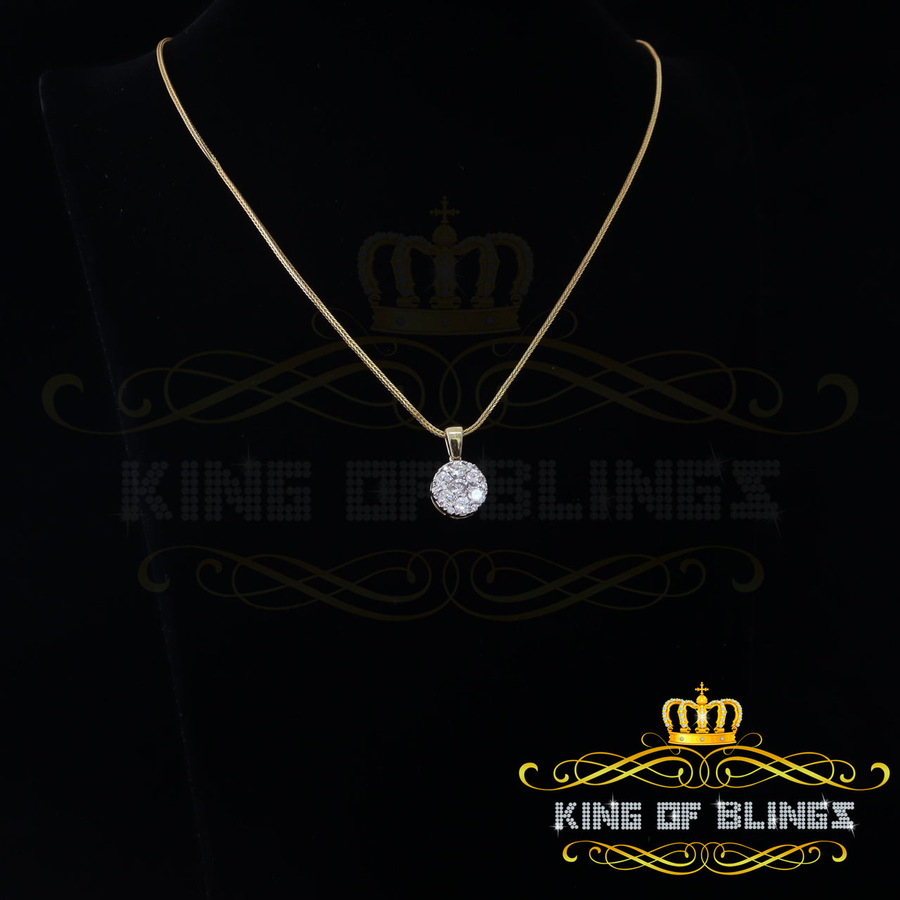 King Of Bling's Promising Yellow Sterling Silver Round Necklance Pendant 3.79ct Cubic Zirconia