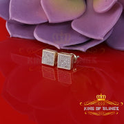 King Of Bling's 925 Yellow Sterling Silver 0.15ct Diamond For Women's & Men's Square Earrings KING OF BLINGS