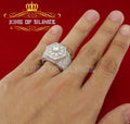 Silver 13.00ct White Cubic Zirconia Wide Men's Adjustable Ring From SZ 7.5 to 9.5 KING OF BLINGS