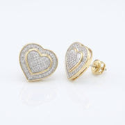 King Of Bling's Aretes Para Hombre Heart 925 Yellow Silver 0.33ct Diamond Women's Style Earrings KING OF BLINGS