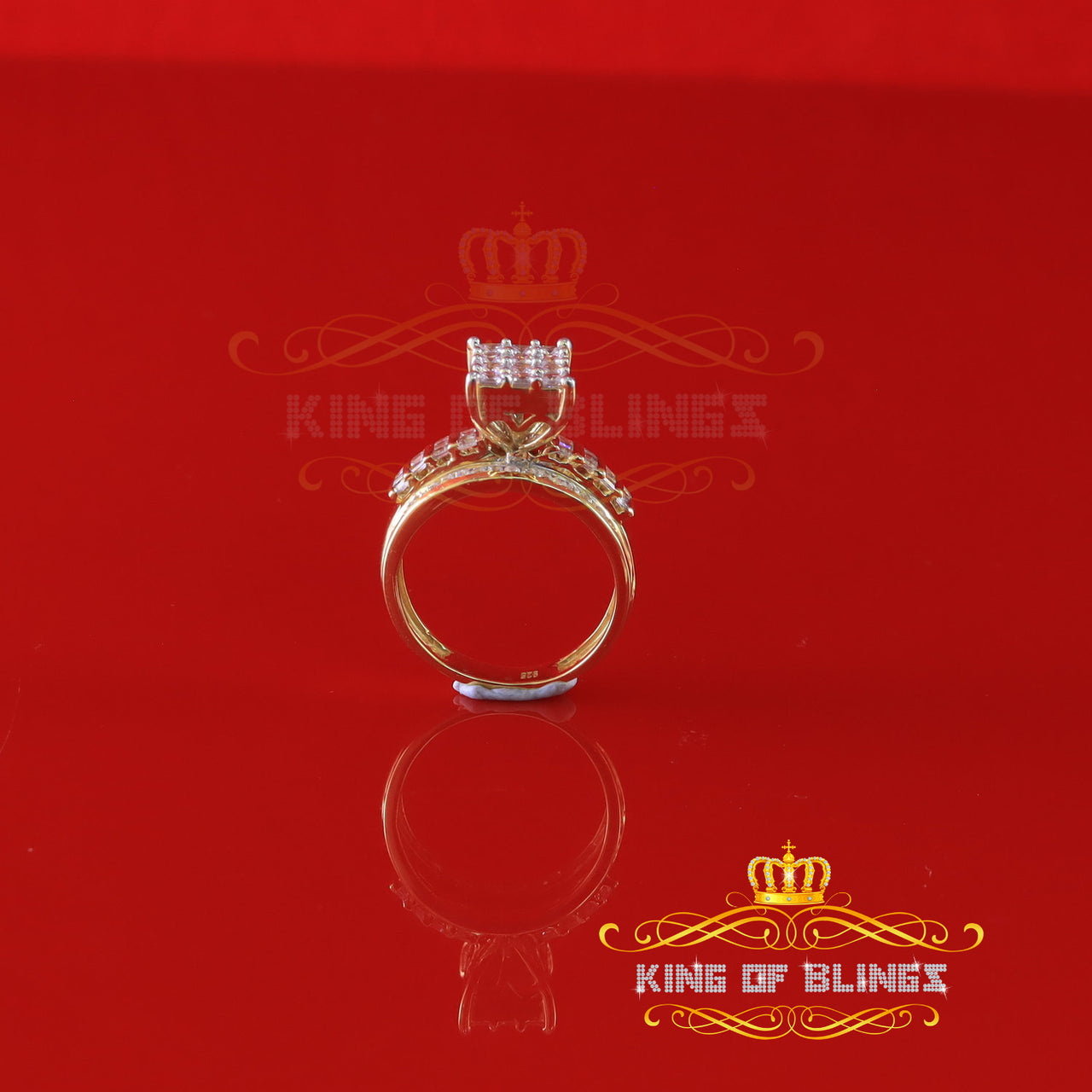 King Of Bling's 925 Sterling Yellow Silver Cinderella 1.10ct Cubic Zirconia Women's Ring Size 6