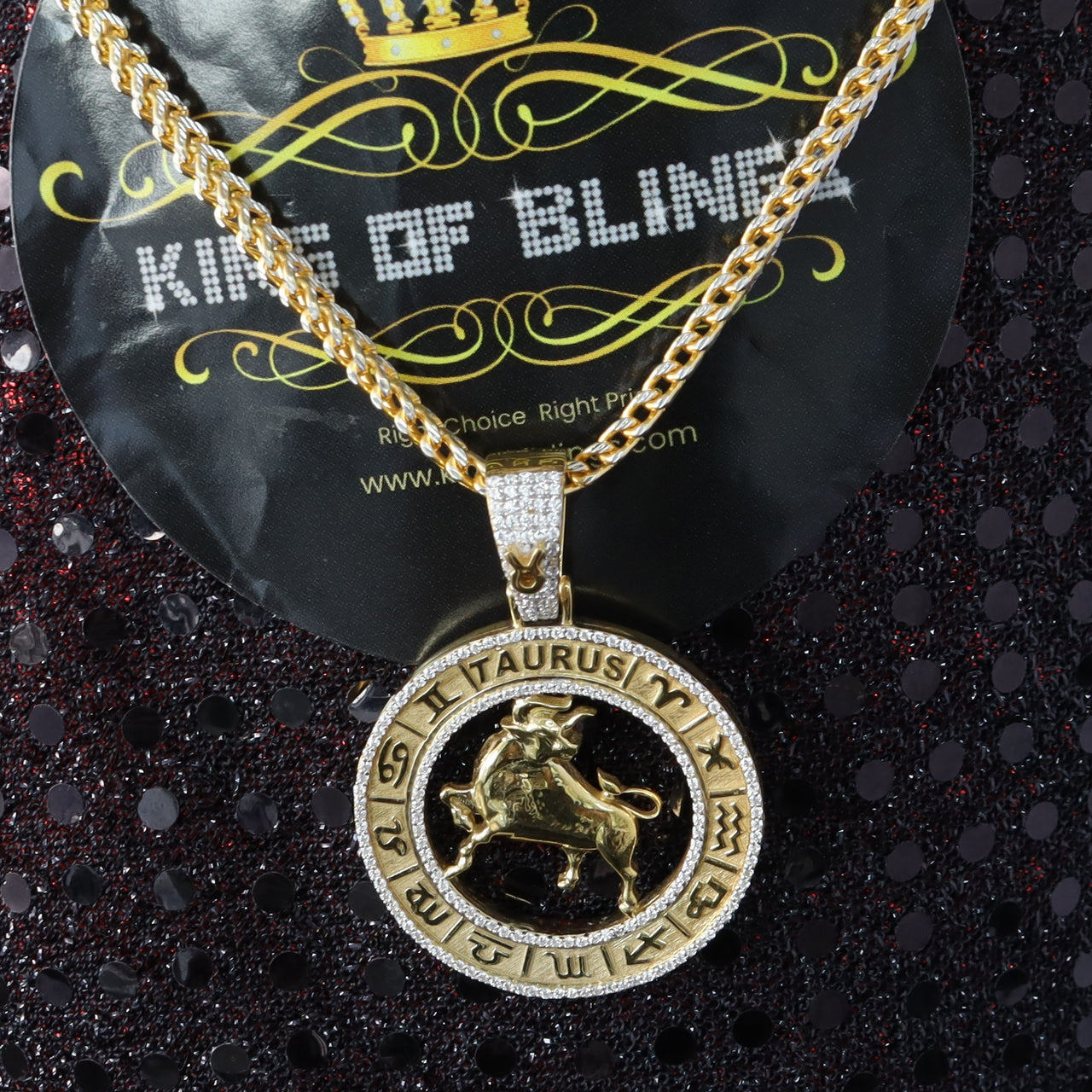 King Of Bling's TAURUS Pendant For Men's & Women's1.77ct Cubic Zirconia Sterling White Silver