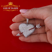 Fancy Special 925 Sterling Silver Heart White Pendant with 7.42ct Cubic Zirconia KING OF BLINGS