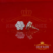 0.05ct Diamond 925 Sterling Silver Yellow Floral Earrings For Men's / Women's KING OF BLINGS