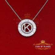 Woman's Necklace Circle Hollow Out Cubic Zirconia White Metal Letter Pendant KING OF BLINGS