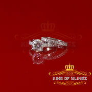 King of Bling's 7.00ct Moissanite White Sterling Silver Men's/ Women Bridal Round Rings Size 8 KING OF BLINGS