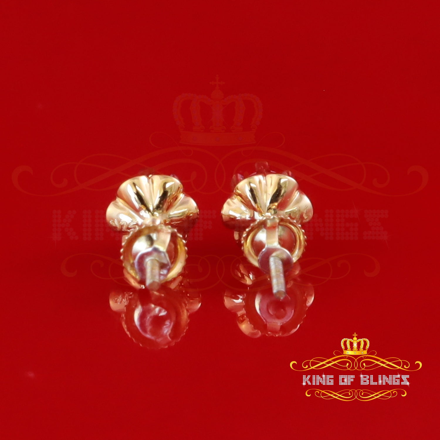 King of Bling's 0.25ct Silver Cubic Zirconia Yellow Round Shape Buttercup Stud Earrings Women KING OF BLINGS