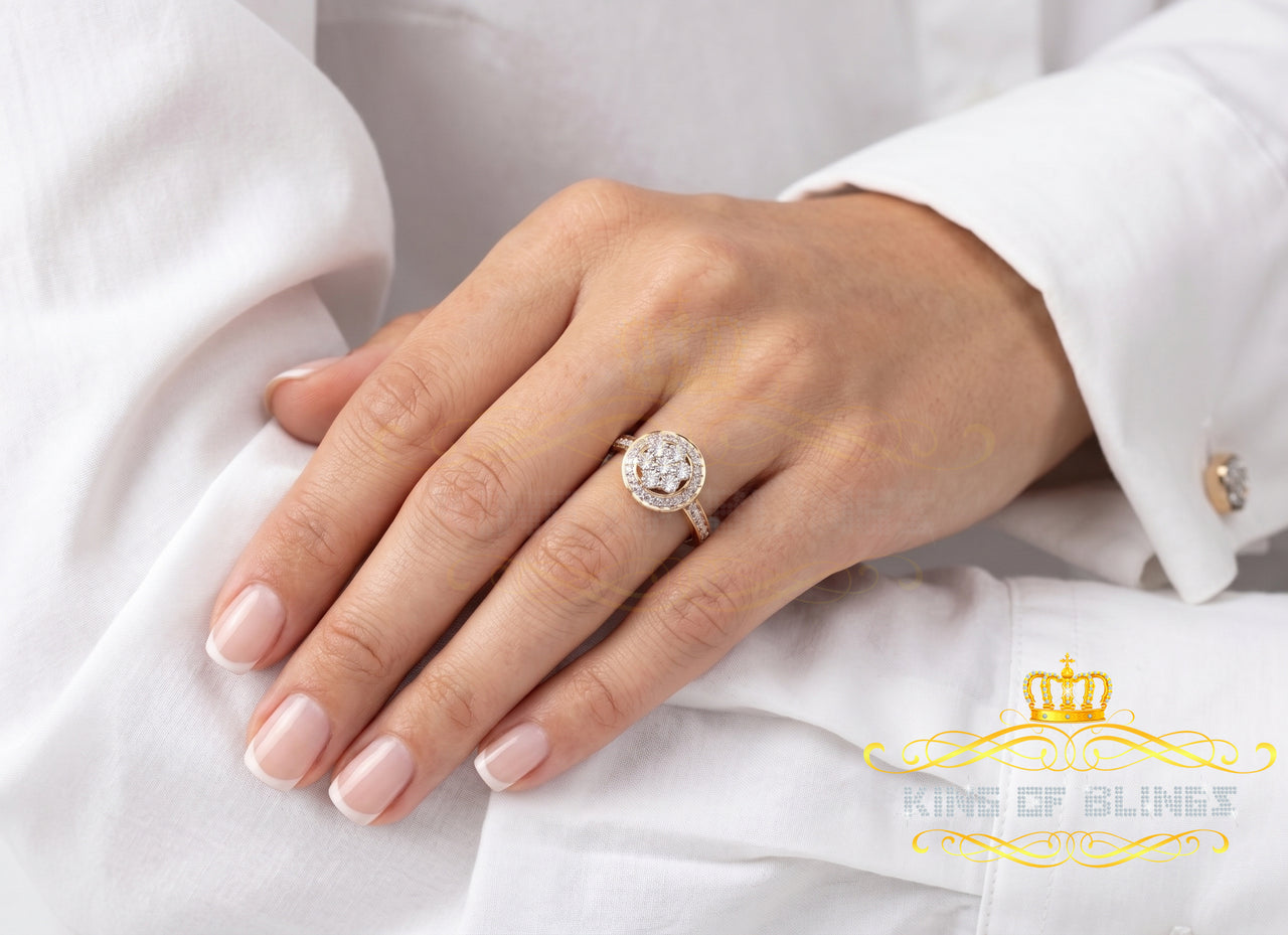 King Of Bling's 0.60CT Real Diamond Womens 925 Sterling Silver Yellow Ring Size 7 Round Shape KING OF BLINGS