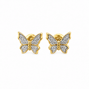 King of Bling's Women's 0.17ct Cubic Zirconia Butterfly Stud Earrings Yellow 925 Sterling Silver KING OF BLINGS