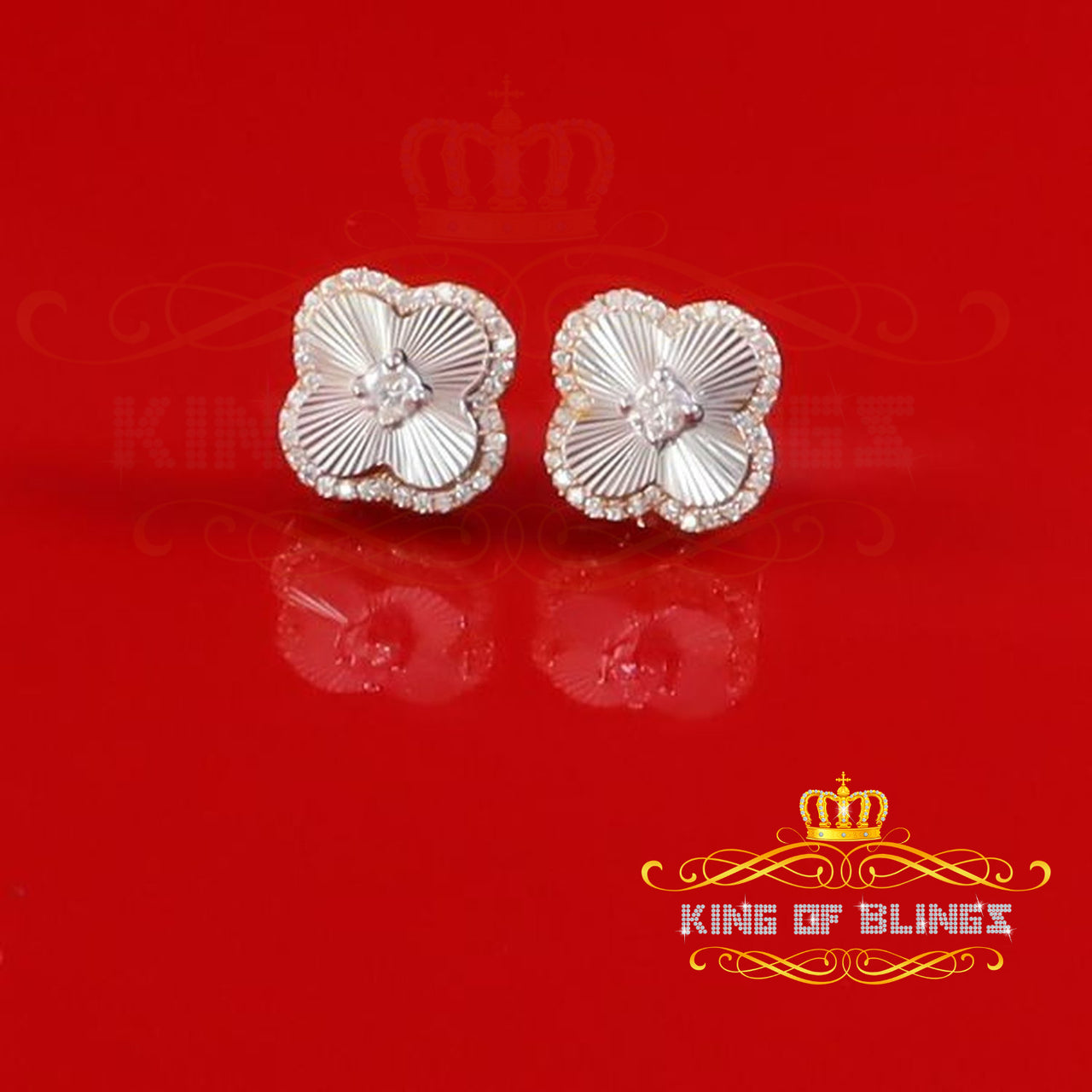 King  of Bling's 925 Yellow Silver0.66ct VVS 'D' Moissanite Square Stud Earring Men's/Womens