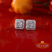King of Bling's 1.25ct VVS 'D' Moissanite Men's/Womens 925 Silver White Square Stud Earrings KING OF BLINGS