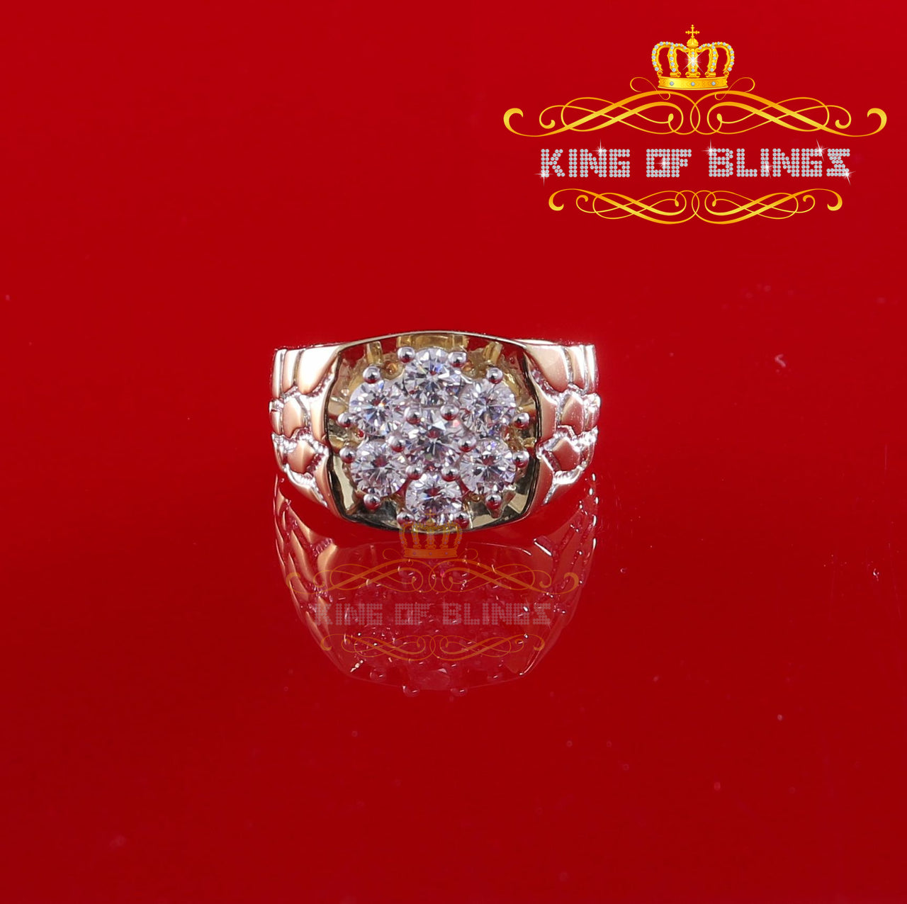 King Of Bling's 925 Yellow Sterling Silver 2.34ct Cubic Zirconia Promise Flower Ring Size 7 KING OF BLINGS