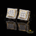 King of Bling's 925 Silver Yellow Elegant Square Screw Back 0.99ct Cubic Zirconia Women Earrings KING OF BLINGS