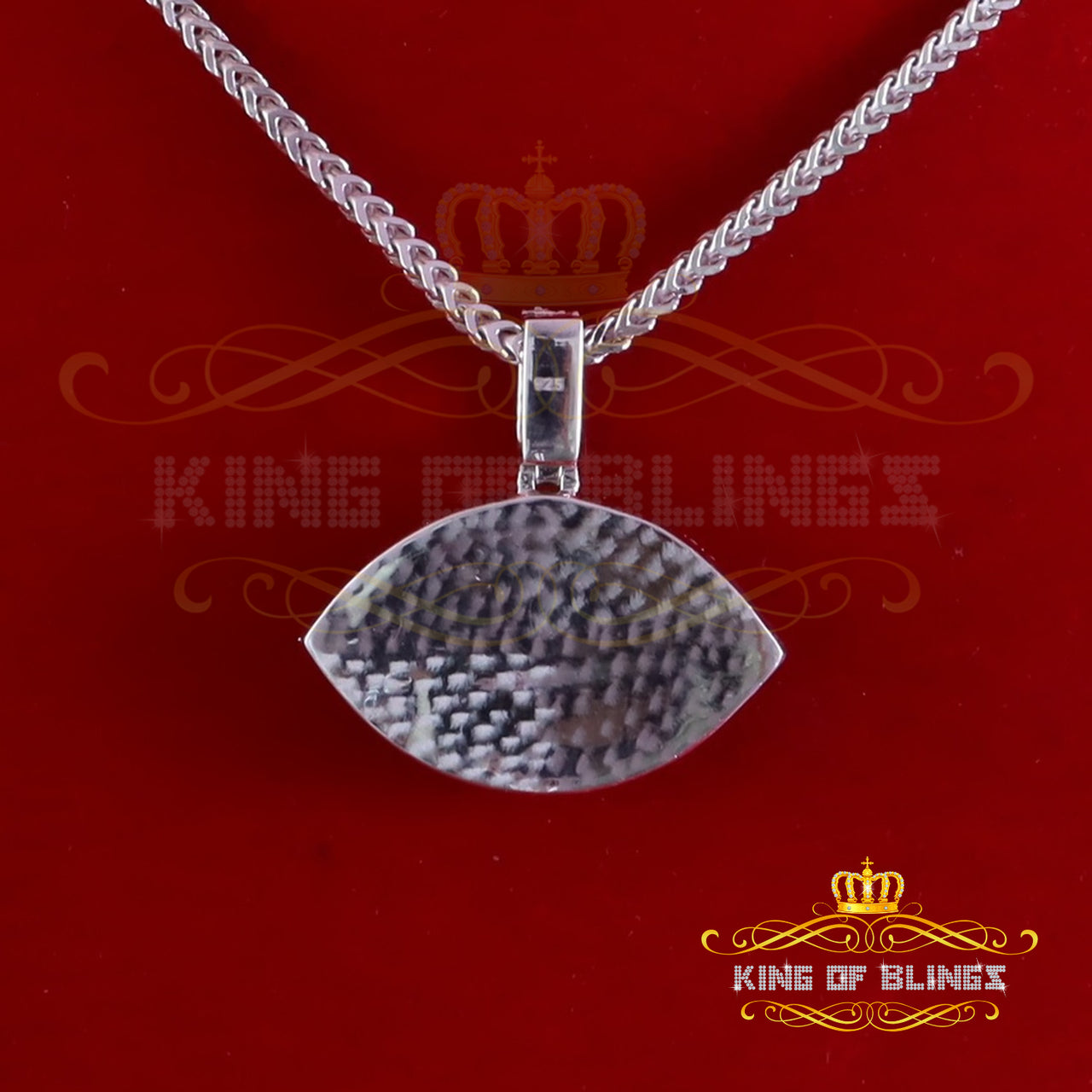 King Of Bling's 5.0ct VVS D Moissanite White Yellow Silver Charm Evil Eye Pendant Men's/ Women's