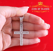 White 925 Sterling Silver Baguette CROSS Shape Pendant 3.22ct Cubic Zirconia KING OF BLINGS