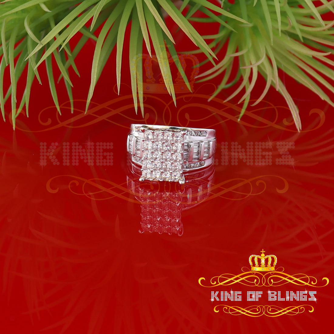 King Of Bling's925 Sterling White Silver Cinderella 1.10ct Cubic Zirconia Women's Ring Size 6.5