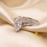 King of Bling's 925 Silver Mens/ Women Bridal Ring Marquise Shape Size 8 White 5.00ct Moissanite KING OF BLINGS