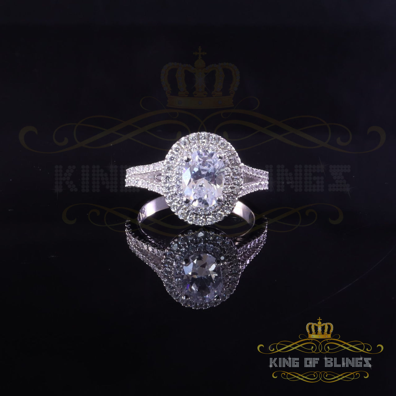 King Of Bling's3.00 ct Cubic Zirconia White 925 Sterling Silver Women Engagement Ring Size 7