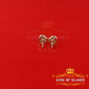 King of Blings-0.10ct Diamond Heart Earring Yellow 925 Sterling Silver Stud For Men's & Women's KING OF BLINGS