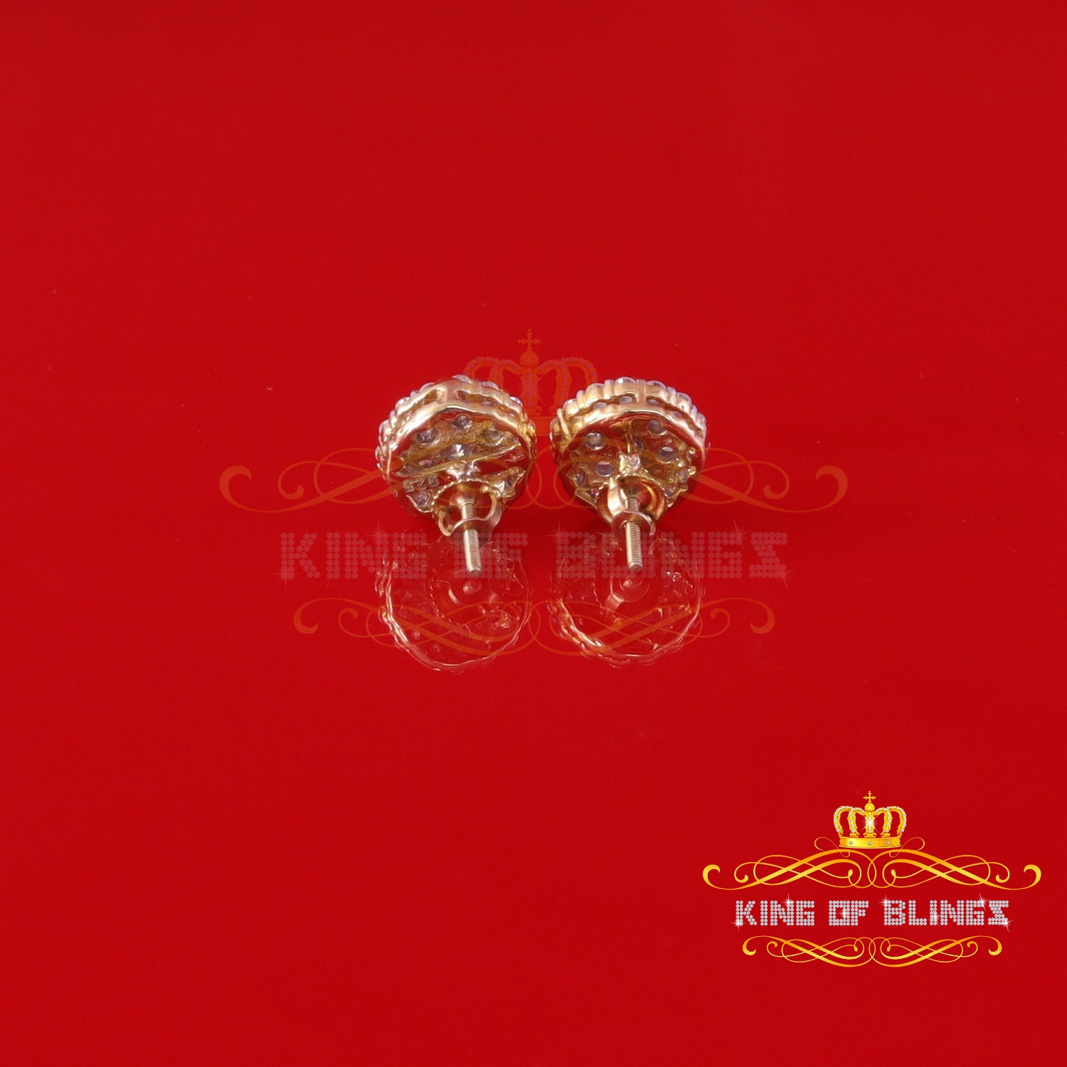 King  of Bling's Men's/Womens 925 Silver Yellow 1.66ct VVS 'D' Moissanite Round Stud Earrings KING OF BLINGS