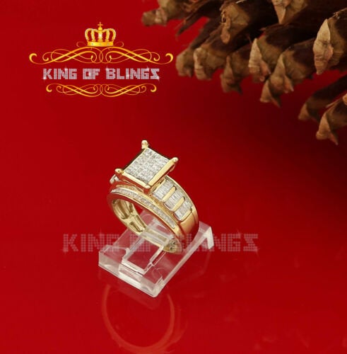 King Of Bling's Real Diamond 0.75 CT Sterling Silver Womens Yellow Rings Size 6.50 Square Shape KING OF BLINGS