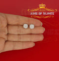 King of Blings- 925 White Sterling Silver 0.86ct Cubic Zirconia Round Women's Hip Hop Earrings KING OF BLINGS