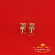 King Of Bling's 925 Sterling Silver 0.05ct Genuine Diamond Women's & Men's Yellow Square Earring KING OF BLINGS