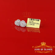 King Of Bling's 0.10ct Diamond Heart Earring White 925 Sterling Silver Stud For Men's & Women's KING OF BLINGS