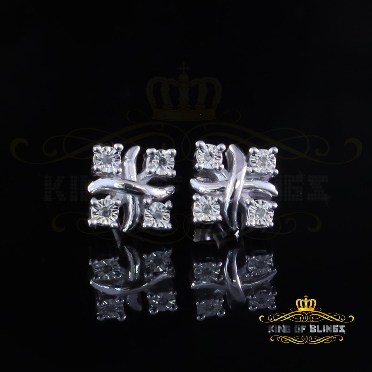 King Of Bling's Miracle Set 0.05ct Diamond 925 Silver White for Men's & Women Stud XOXO Earring