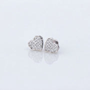 King Of Bling's 925 Sterling Silver 0.10ct Diamond Heart Earrings For Women White Stud For Men KING OF BLINGS