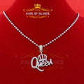 King Of Bling's Surprise 1.00ct Real Moissanite White 925 Silver Pendant for your Queen W/ crown King Of Blings