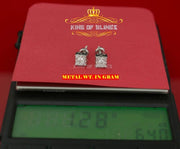 King of Bling's Hip Hop 925 White Silver Screw Back 0.6ct Cubic Zirconia Women's Square Earrings KING OF BLINGS
