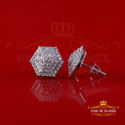 King of Bling's 1.0ct VVS 'D' Moissanite Men's/Womens 925 Silver White Hexogonal Stud Earrings KING OF BLINGS