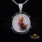 King Of Bling's 5.0ct Moissanite Sterling Silver Enamel SAINT LAZARUS White Pendant for He/She KING OF BLINGS