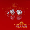 King of Blings- 925 White Sterling Silver 0.58ct Cubic Zirconia Women's Hip Hop Flower Earrings KING OF BLINGS