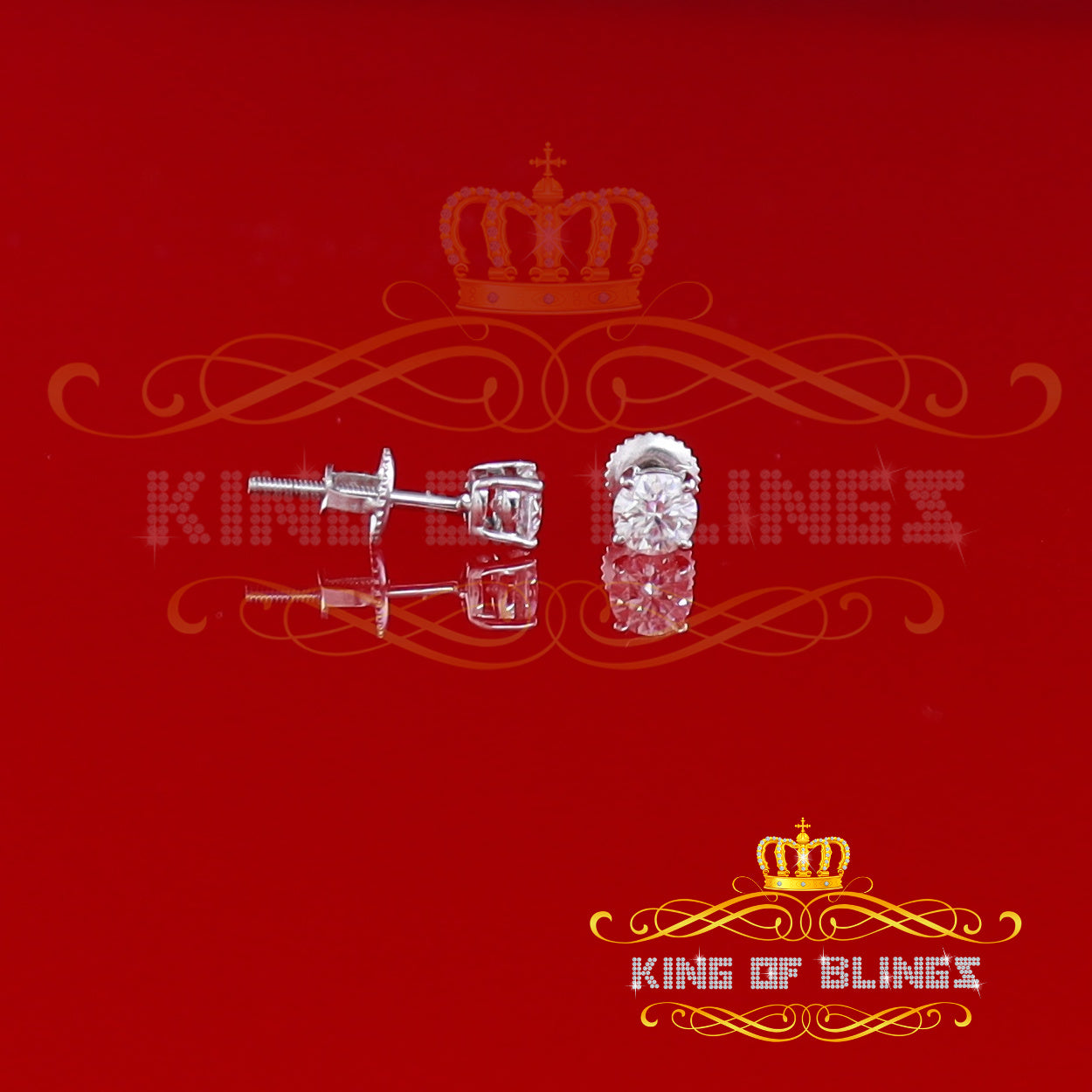King of Bling's 0.50ct VVS 'D' Moissanite Men's/Womens 925 Silver White Round Stud Earrings KING OF BLINGS