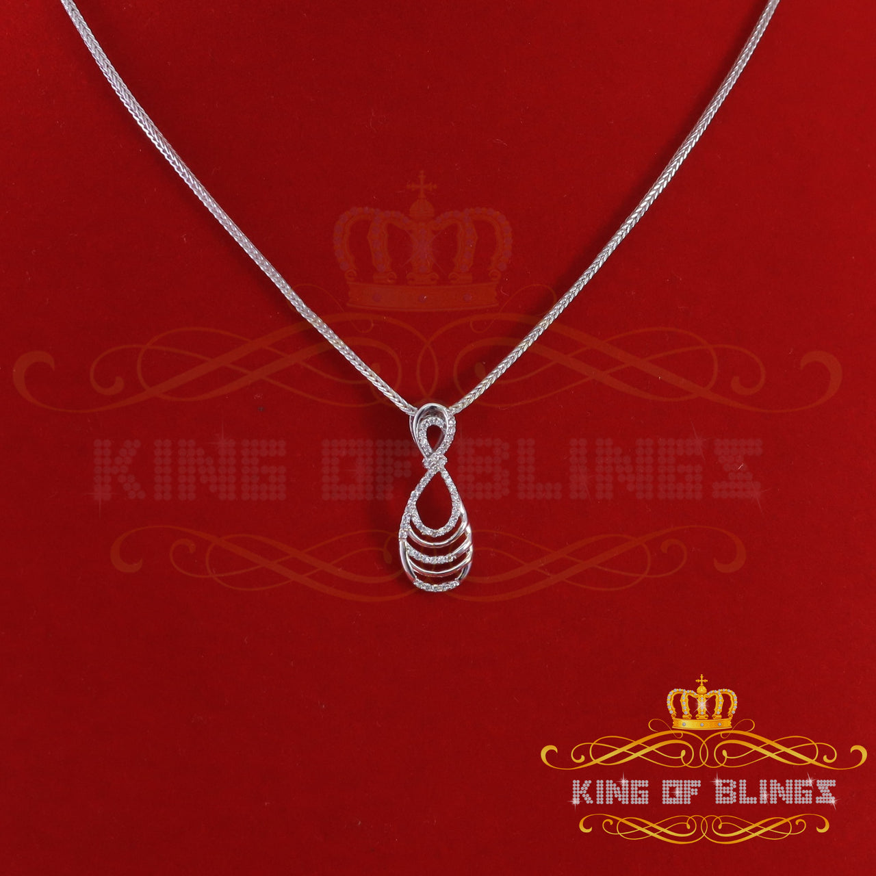 King Of Bling's White 925 Sterling Silver FASHION Pendant with Charming 0.48ct Cubic Zirconia