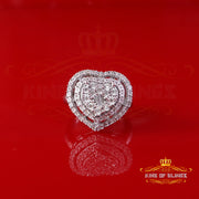 King Of Bling's Charm Heart Real Diamond 0.33ct White 925 Sterling Silver Womens Ring SZ 7 King of Blings