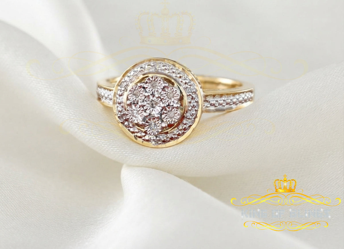 King Of Bling's 0.60CT Real Diamond Womens 925 Sterling Silver Yellow Ring Size 7 Round Shape KING OF BLINGS