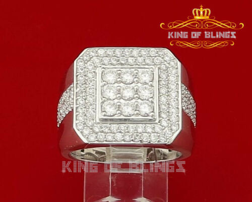 Sterling White Silver 3.50ct Cubic Zirconia Men's Adjustable Ring From SZ 10 to 12 KING OF BLINGS