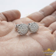 King Of Bling's 925 Sterling White Silver 0.10ct Diamond For Women's & Men's Round Earrings KING OF BLINGS