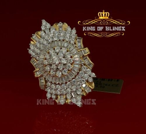 King Of Bling's 925 Sterling Silver Yellow 11.00ct Cubic Zirconia Cocktail Womens Ring Size 9 KING OF BLINGS