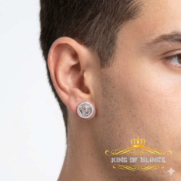 King Of Bling's 0.20ct Diamond 925 Sterling White Silver for Men's & Women's Stud Medusa Earring