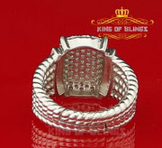 Silver Sterling White 1.95ct Cubic Zirconia Adjustable Men Ring From SZ 8 to 10 KING OF BLINGS
