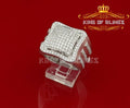 White Silver Square 3.30ct Cubic Zirconia Men's Adjustable Ring SZ From 9 to 11 KING OF BLINGS