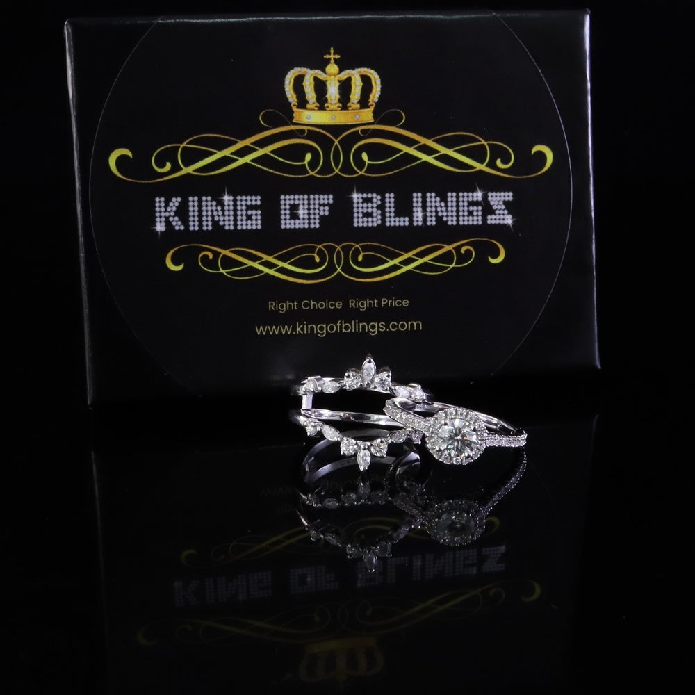King Of Blings Solitaire Enhancer Guard Wrap Ring Insert 1.66ct Moissanite 925 White Silver