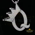 White 925 Sterling Silver Pendant Q with Crown Shape 4.68ct Cubic Zirconia Stone KING OF BLINGS