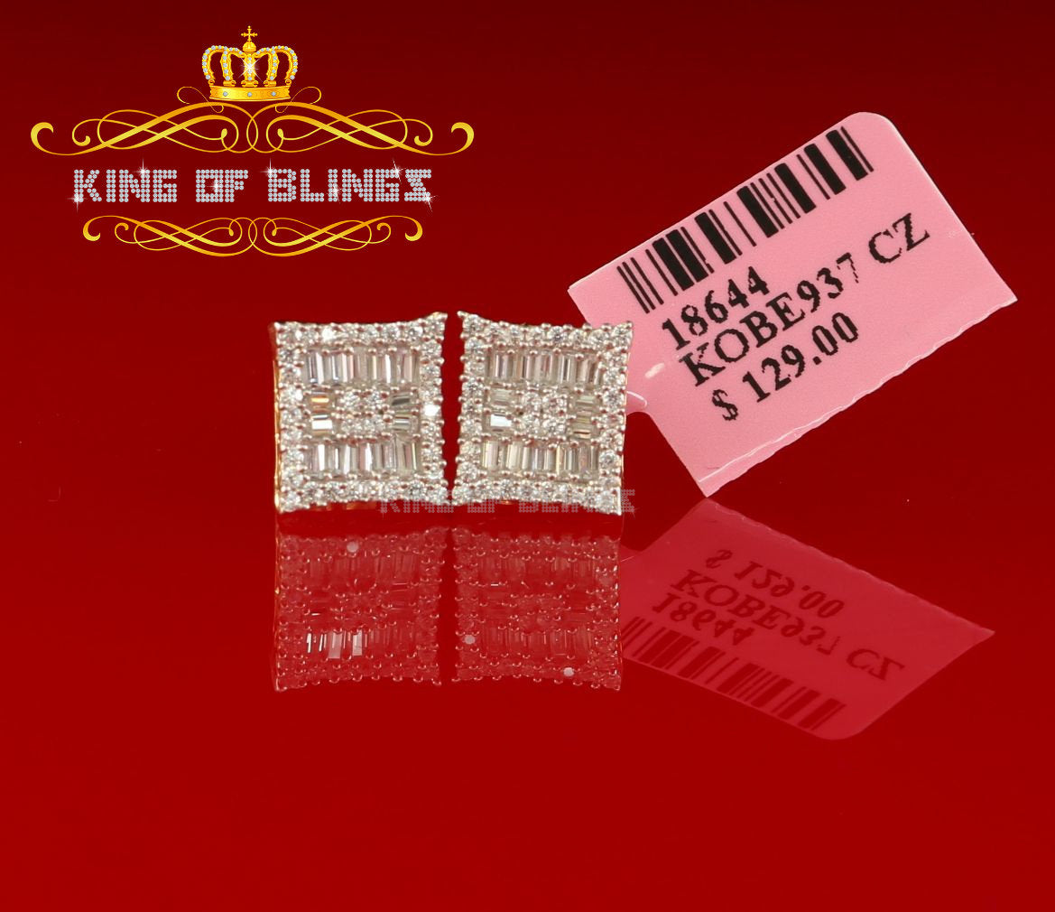 King of Bling's Yellow 925 Sterling Silver 0.68ct Cubic Zirconia Women's & Men's Square Earrings KING OF BLINGS