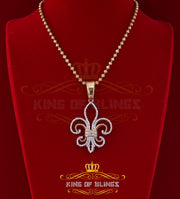 Yellow 925 Sterling Silver Fleur de Lis Pendant with 3.20ct Cubic Zirconia Stone KING OF BLINGS
