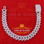 925 Silver 23.8ct Cubic Zirconia White Cuban Men's Bracelet SZ 9 inch/14mm Width KING OF BLINGS